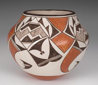 An ornate jar made by indigenous American potters