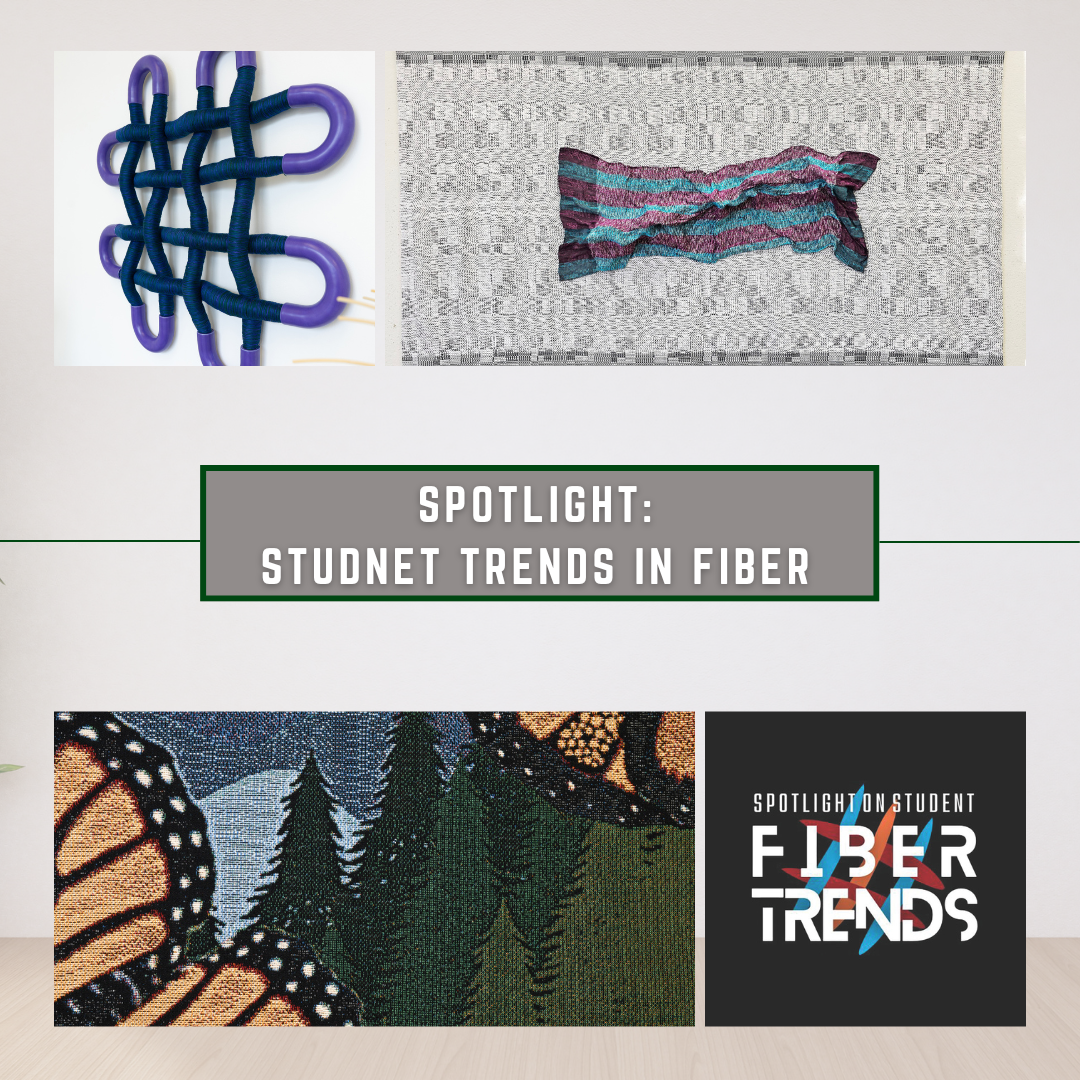 Three student pieces. Spotlight: student trends in fiber and SEFAA logo