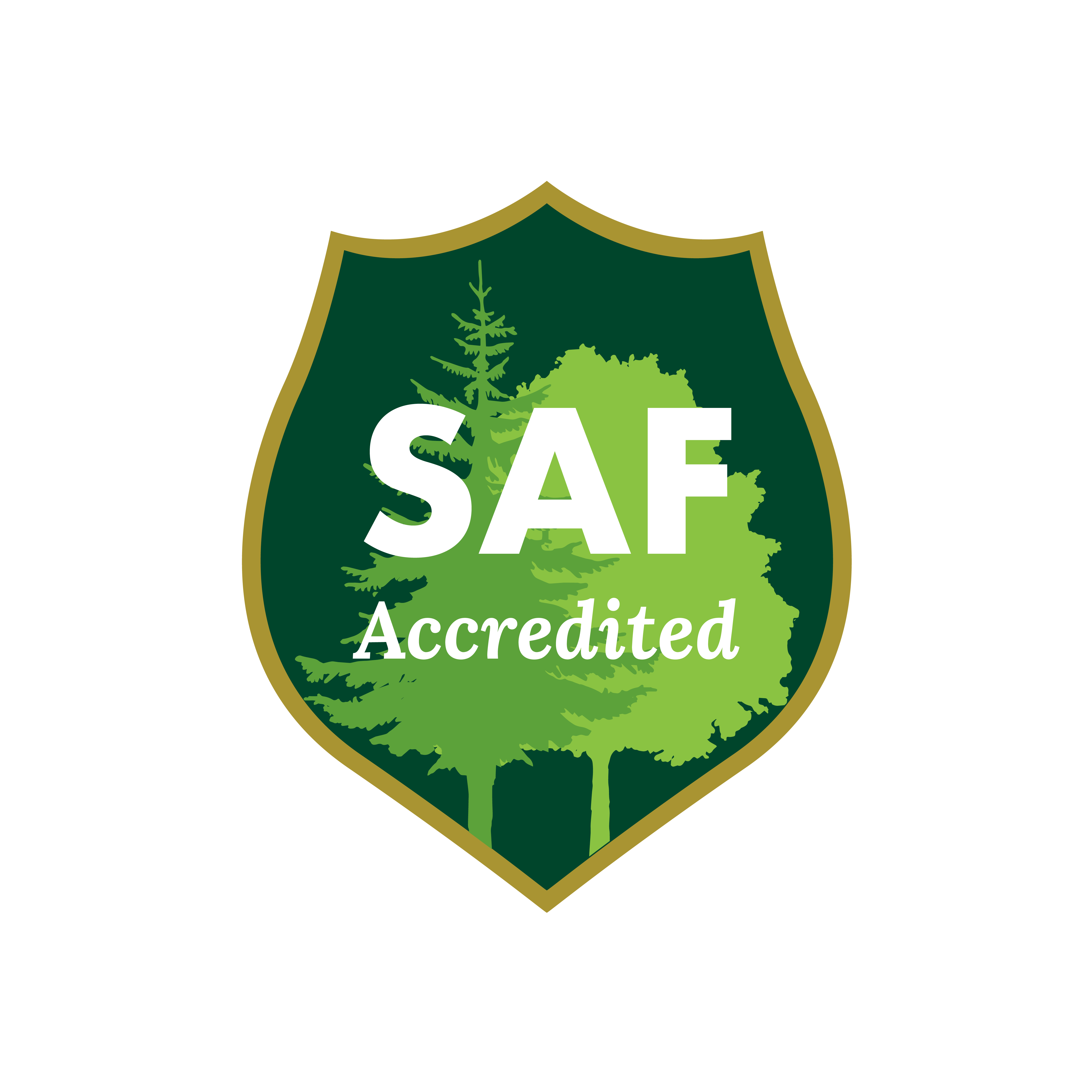 SAF Accredited logo in badge with trees